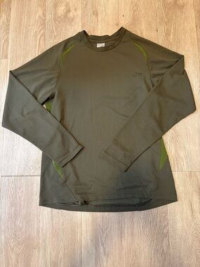 Champion Men's Olive Green Long Sleeve Crew Performance Shirt